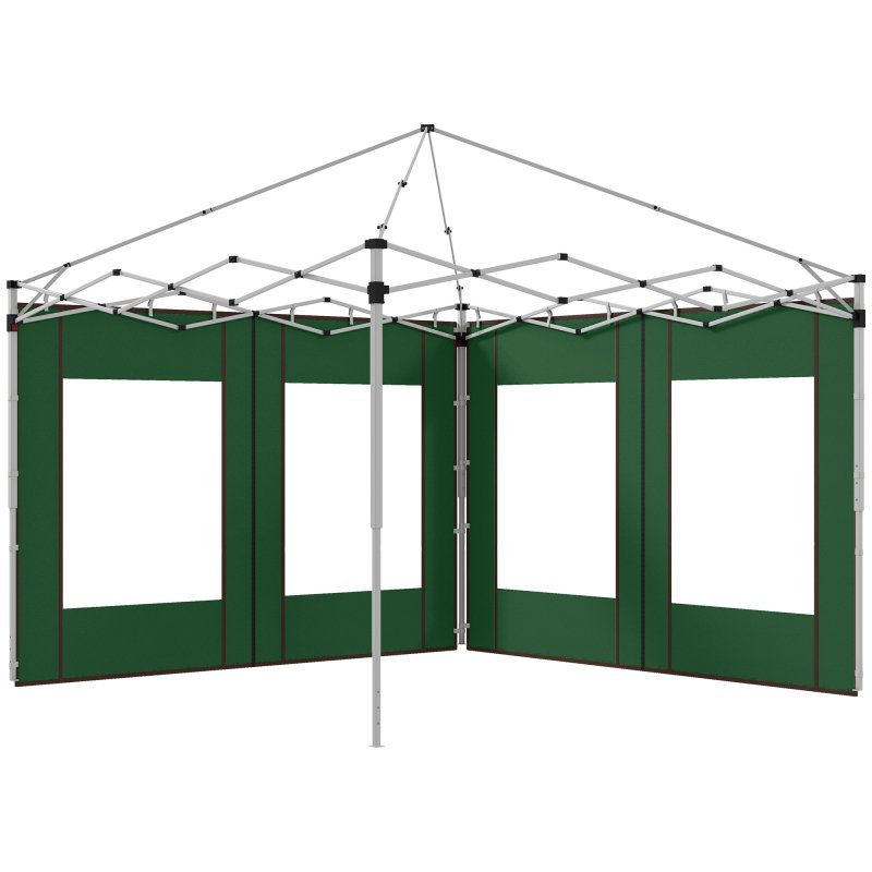 Outsunny Gazebo Side Panels with Zipped Doors and Windows, for 3x3(m) or 3x6m Pop Up Gazebo, 2 Pack Sides Replacement, Green