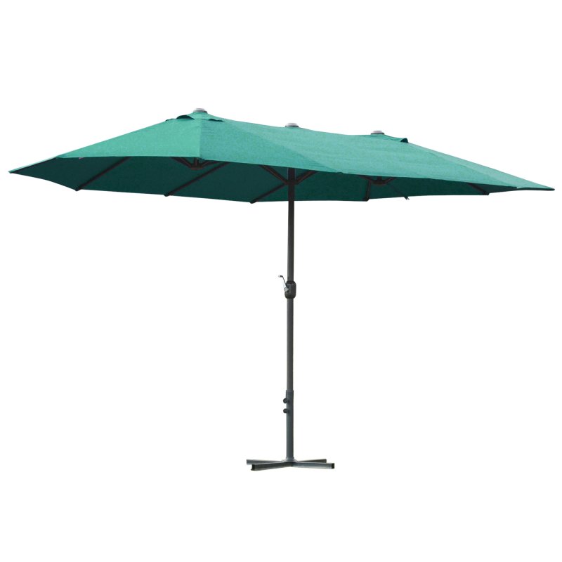 Outsunny 4.6m Garden Parasol Double-Sided Sun Umbrella Patio Market Shelter Canopy Shade Outdoor with Cross Base - Dark Green