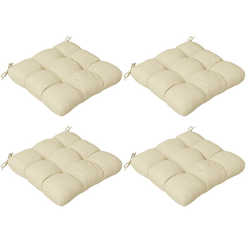 Outsunny Set of 4 Outdoor Seat Cushions with Ties, Water Repellent Seat Pads for Dining Chair, Swing, Sofa, 48 x 48 x 10 cm