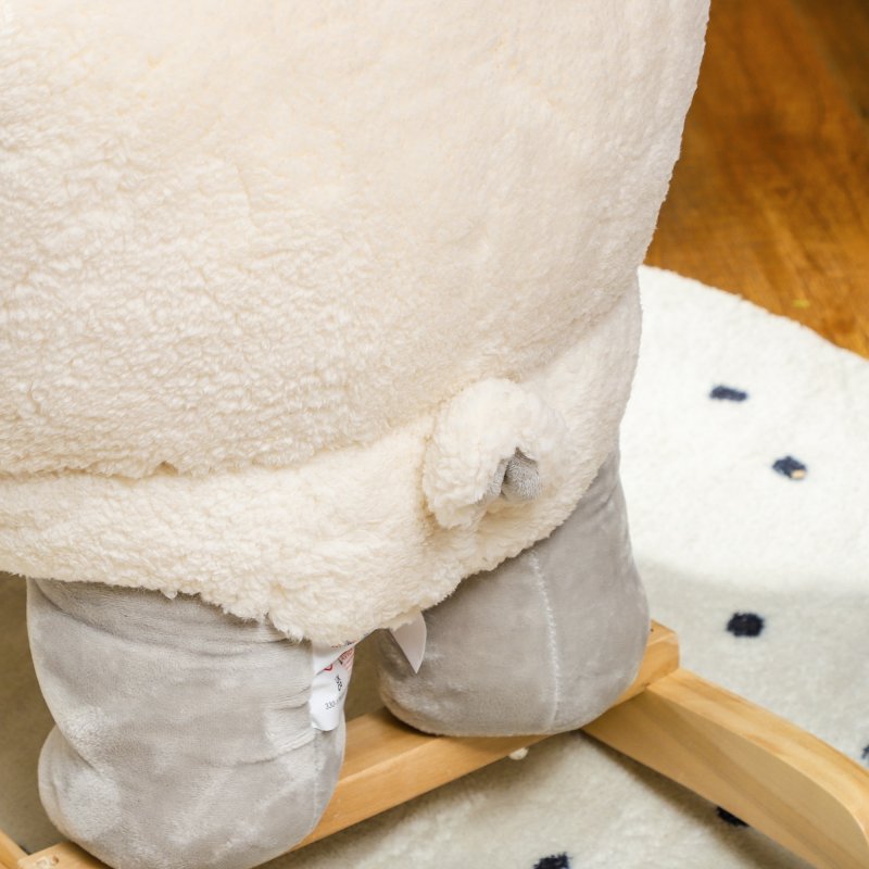 AIYAPLAY Rocking Horse, Kids Ride on Horse, Rocking Animal, Plush Ride on Lamb with Safety Belt, Sound, for Ages 18-36 Months, Grey