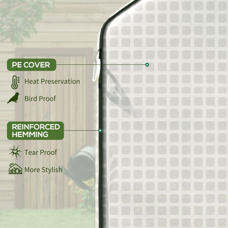 Outsunny Walk-in Greenhouse Cover Replacement with Roll-up Door and Mesh Windows, Reinforced PE Hot House, Cover COVER ONLY, 140 x 73 x 190cm, White