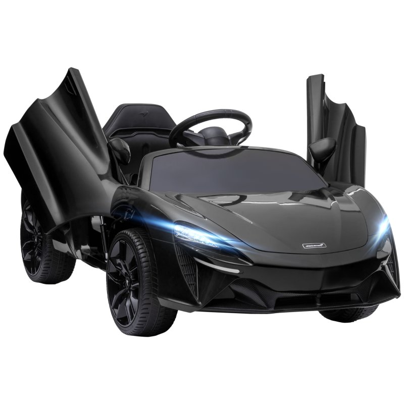 HOMCOM McLaren Licensed 12V Kids Electric Ride-On Car with Butterfly Doors, Powered Electric Car with Remote Control, Music, Horn, Headlights, MP3 Slot, Suspension Wheels, for Ages 3-6 Years - Black