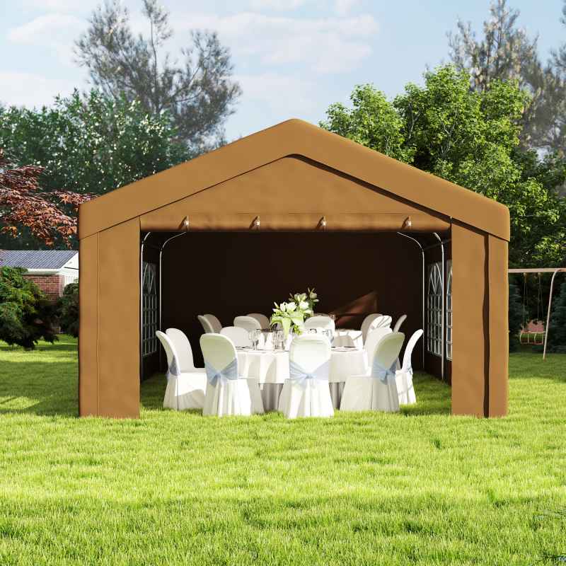 Outsunny 6m x 4m Marquee Party Tent, Heavy Duty Wedding Canopy with Sidewalls, Doors, Windows, Galvanised Garden Gazebo for Parties Events, Yellow