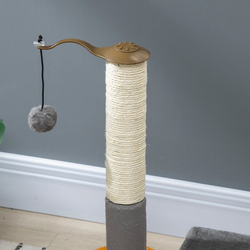 PawHut 56cm Cat Tree for Indoor Cats, Scratching Post w/ Cat Toys Climbing Tower Activity Centre, Dangling Ball - Grey