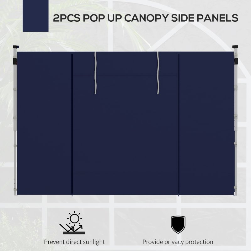 Outsunny Gazebo Side Panels with Windows and Doors, for 3x3(m) or 3x6m Pop Up Gazebo, 2 Pack Sides Replacement, Blue