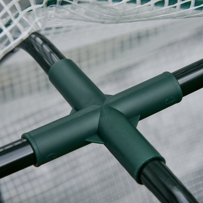 Outsunny Raised Garden Bed with PE Greenhouse Cover, Outdoor Elevated Wood Planter Box for Herbs and Vegetables, Use for Patio, Garden, Balcony, 121 x 55 x 117cm, Nature Wood Finish