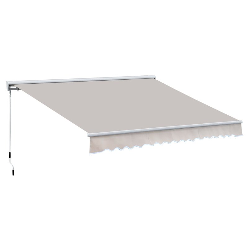 Outsunny 3.5 x 2.5m Electric Garden Door Awning Half Cassette Outdoor Retractable Canopy Patio Shelter w/ Remote Controller Cream White