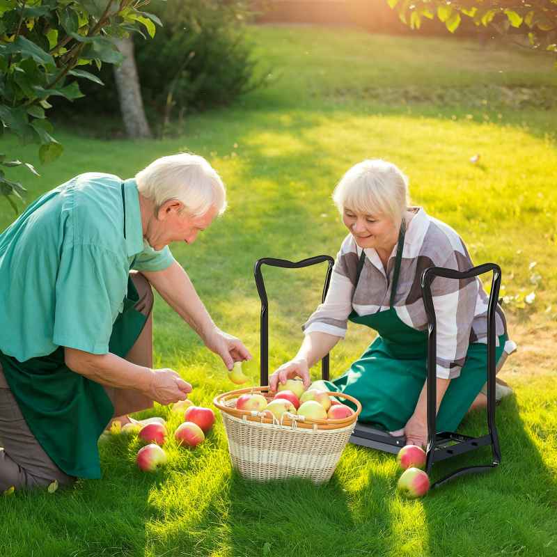 Outsunny 2 in 1 Garden Kneeler Seat, Kneeling Pad Support Bench, Foldable Knee Protector, Grey