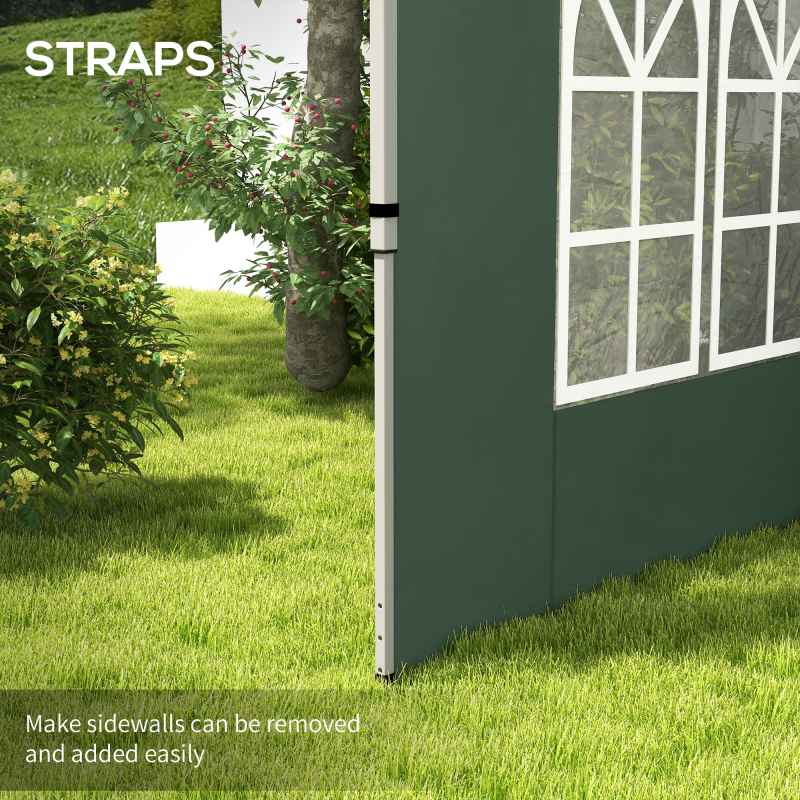 Outsunny Gazebo Side Panels with Window for 3x3(m) or 3x4m Pop Up Gazebo, 2 Pack Sides Replacement, Green