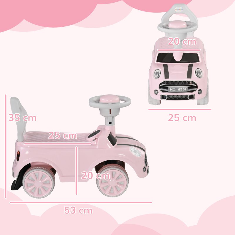 AIYAPLAY Ride On Car Foot To Floor Sliding Car Push Along Car with Air Horn, Anti-Over-Backwards Design, for Toddler from 18 to 36 Months - Pink