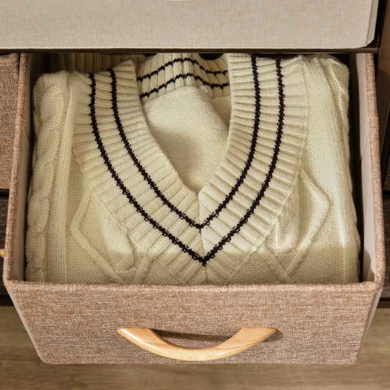 HOMCOM Chest of Drawers with 7 Foldable Drawers, 3-Tier Fabric Bedroom Dresser, Clothes Storage Unit for Bedroom, Living Room