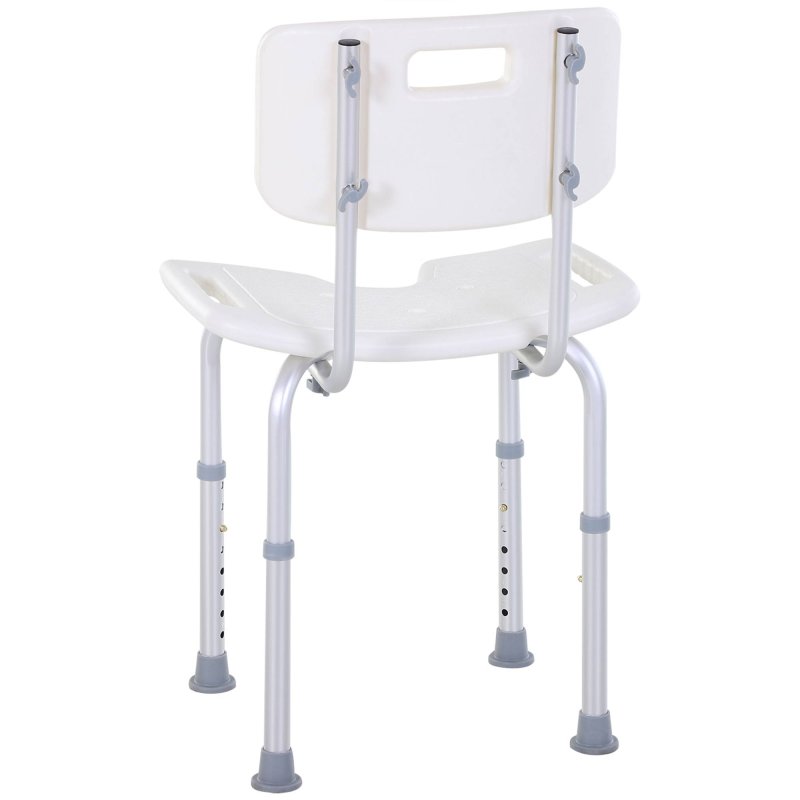 HOMCOM 8-Level Height Adjustable Bath Stool Spa Shower Chair Aluminum w/ Non-Slip Feet, Handle for the Pregnant, Old, Injured
