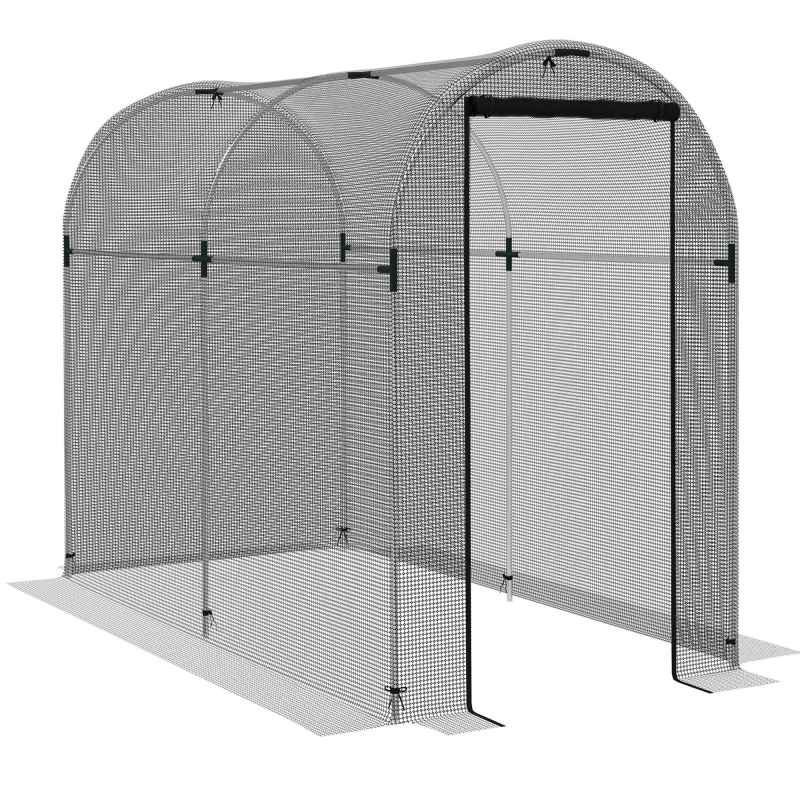 Outsunny Fruit Cage Bird Netting, Heavy Duty Fruit and Vegetable Protection Tent with Zipped Door, Anti Bird, Insects, Small Animals, 1.2 x 2.4 x 1.9m, Black