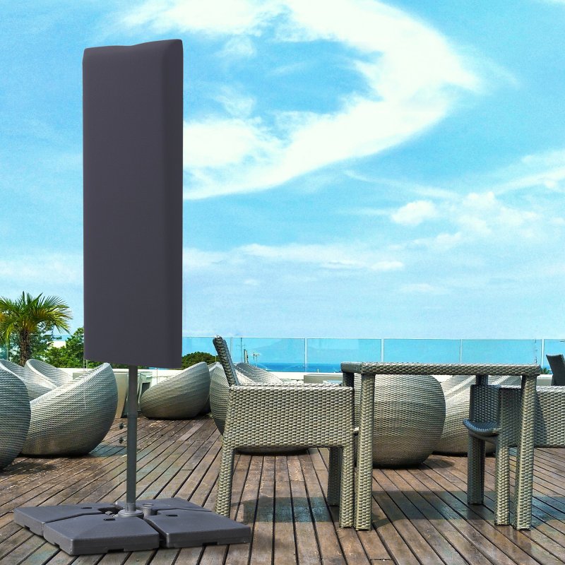 Outsunny Garden Parasol Cover, Outdoor Patio Umbrella Protector Weatherproof Garden Patio with Rod, Zipper for 2-4m Parasol, 60 x 160cm, Dark Grey