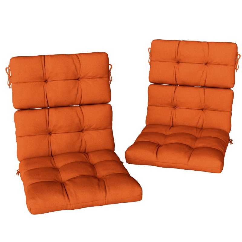 Outsunny 2pc Outdoor Seat Cushions with Backrest, Ties, Water Repellent Seat Pads for Chair, Garden Patio, Orange