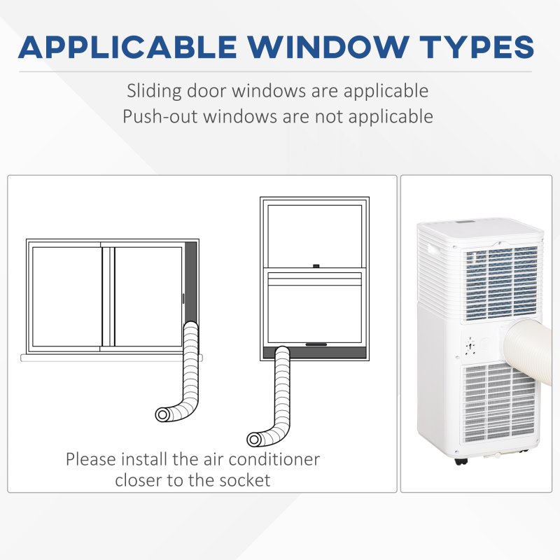 HOMCOM 7000 BTU Portable Air Conditioner for Cooling Dehumidifier Fan, Air Conditioning Unit for Room up to 26m², with Remote, 24H Timer, Window Mount Kit, R290, A Energy Efficiency, 785W