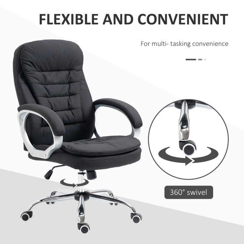 HOMCOM Office Chair Computer Chair Executive Office Chair with Height Adjustable, Comfortable Desk Chair for Home Office Fabric Black