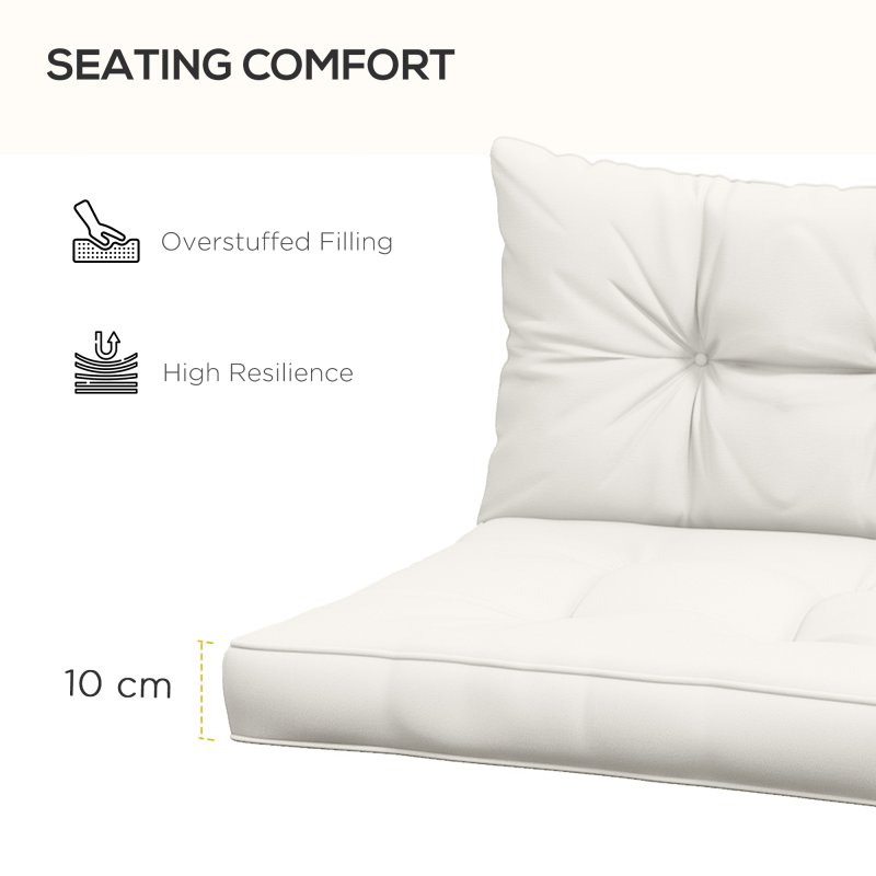 Outsunny 2pc Outdoor Seat Cushions Back Cushions, 60 x 60 x 10cm Water Repellent Seat Pads for Garden Patio Kitchen Office Chairs, White