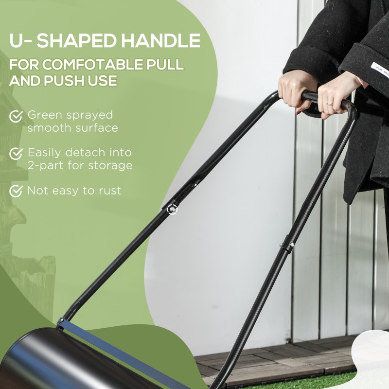 DURHAND Heavy Duty Garden Lawn Roller Push Tow Water Sand Filled 46L Equipment Manual Push Rolling Drum