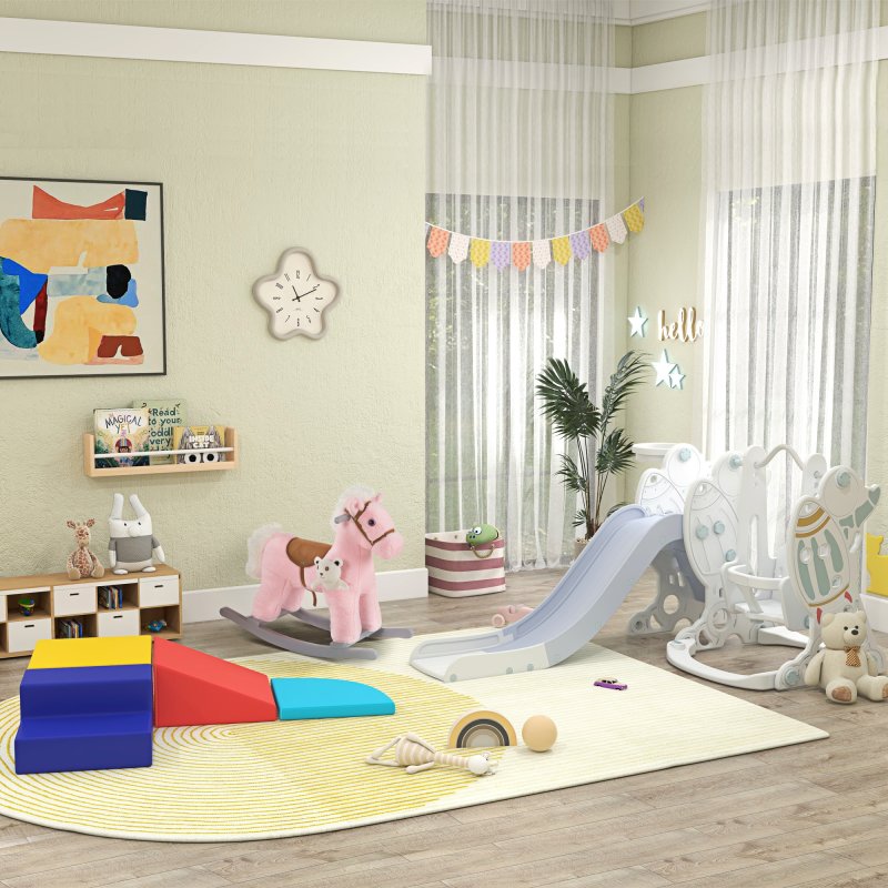 HOMCOM Soft Play 4-piece Climb and Crawl Foam Toddler Stairs and Ramp Colorful Children