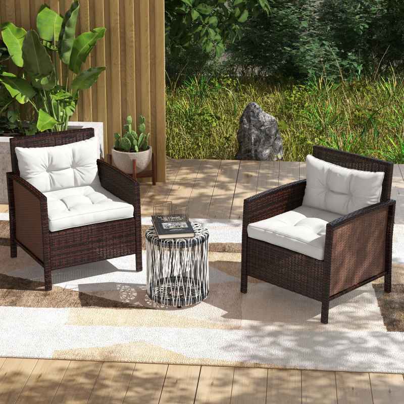 Outsunny 2pc Outdoor Seat Cushions Back Cushions, 60 x 60 x 10cm Water Repellent Seat Pads for Garden Patio Kitchen Office Chairs, White