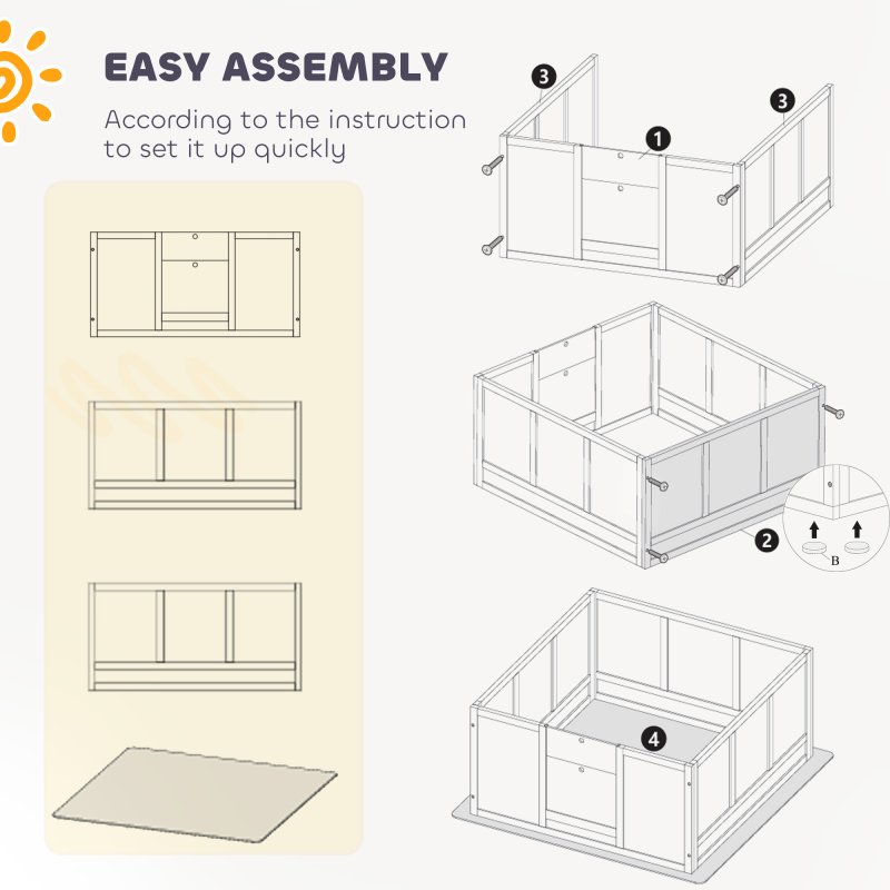 PawHut Whelping Box for Dogs, Dog Whelping Box Dog Playpen Fence Exercise Play Pen with Waterproof Washable Whelping Pad, Adjustable Entrance, Non-Slip Pads, for Large Dogs and Puppies, 124 x 120cm