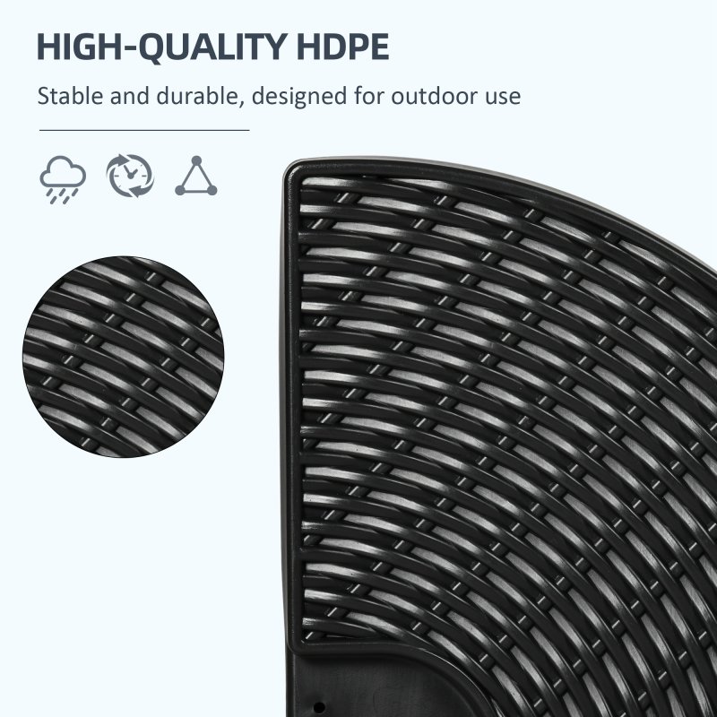 Outsunny 4PCs Parasol Bases, Patio Umbrella Weights for Parasol, Wicker Effect HDPE Water and Sand Filled Garden Umbrella Base with Built-in Handles, Black