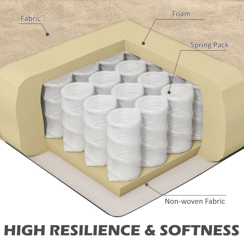 HOMCOM Manual Reclining Armchair with Footrest, Marble Effect Vintage Recliner Chair with Nail Head Trim, Button Tufted Wing Back and Wood Legs, Beige