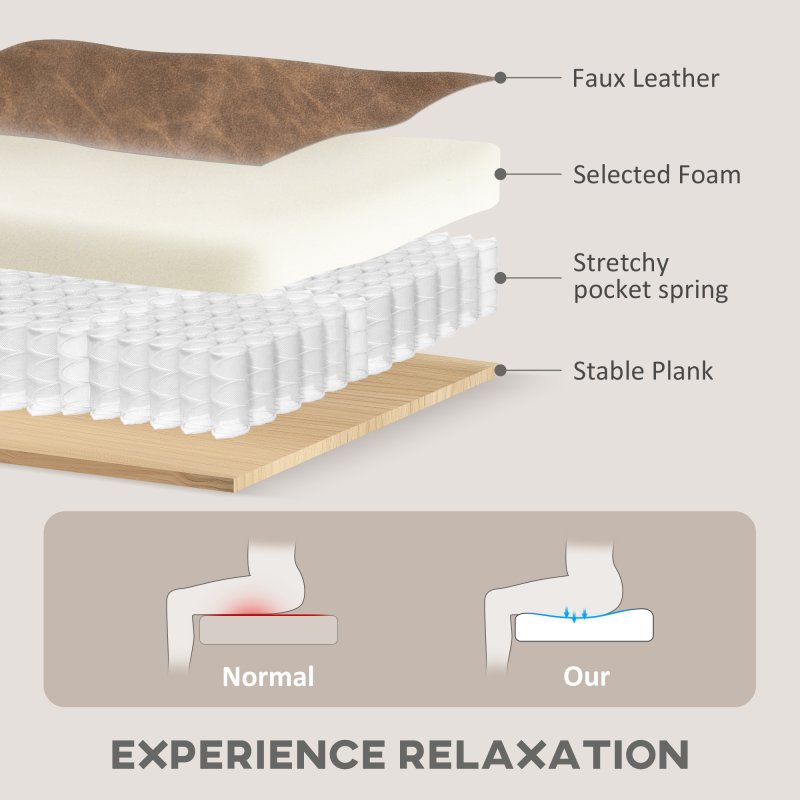 HOMCOM Wingback Armchair, PU Leather Fireside Chair, Button Tufted Accent Chair  for Living Room, Bedroom, Home Office