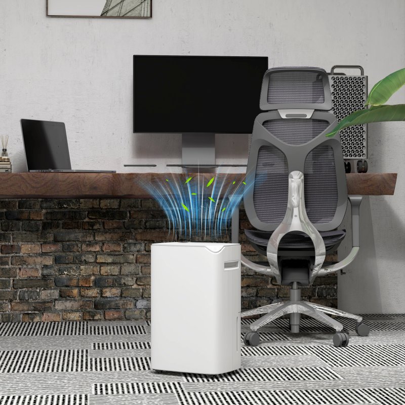 HOMCOM 20L/Day Dehumidifier with Continuous Drainage, 2.5L Water Tank, 24H Timer, Digital Humidity Display, Dehumidifier for Home Damp, Bedroom, Condensation, Mould, Laundry Drying