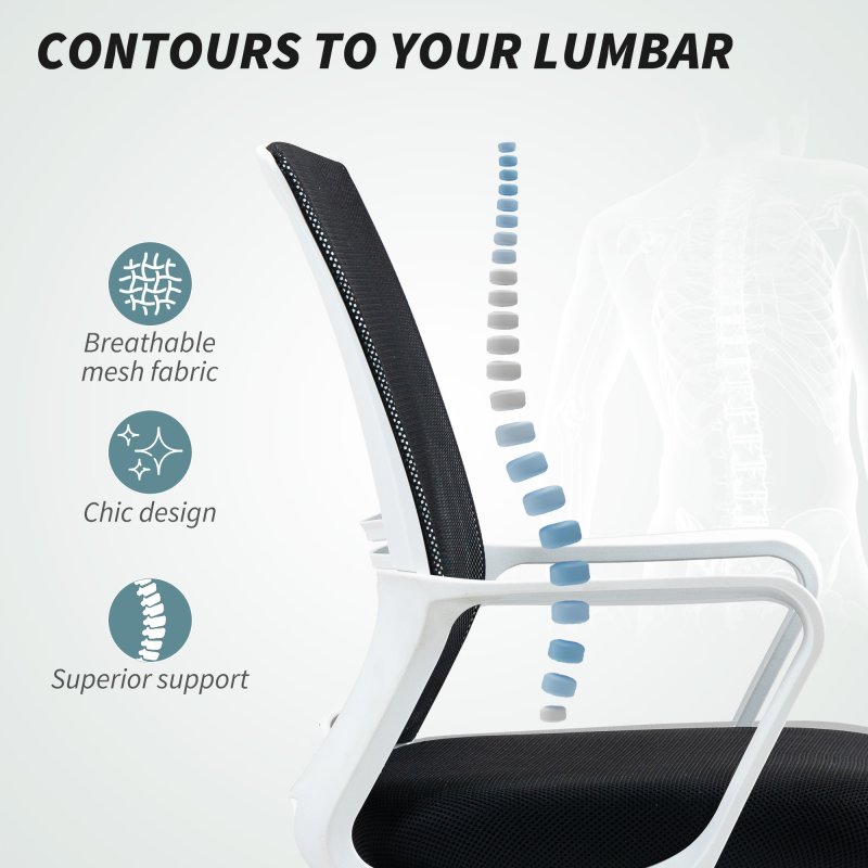 HOMCOM Drafting Chair, Swivel Draughtsman Chair, Ergonomic Office Chair, Mesh Standing Desk Chair with Lumbar Support, Adjustable Foot Ring, Adjustable Height, Black