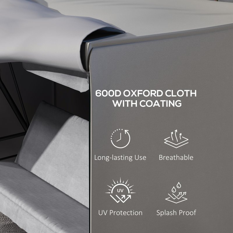 Outsunny 3 Seater 600D Oxford Patio Swing Chair Cover Outdoor Garden Furniture Rain Protection Protector Waterproof Anti-UV, 205 x 124 x 164 cm, Light Grey