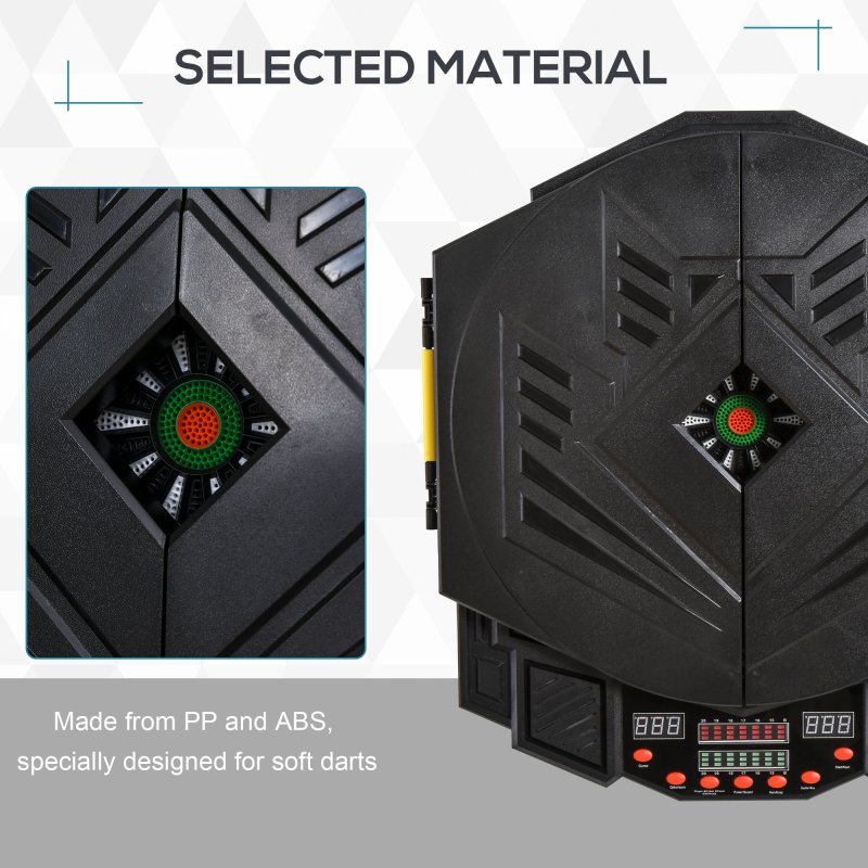 HOMCOM DART BOARD SET ELECTRONIC DARTBOARD LED DIGITAL SCORE DISPLAY SOFT TIP 27 GAMES SPEAKER SOUND WITH DARTS