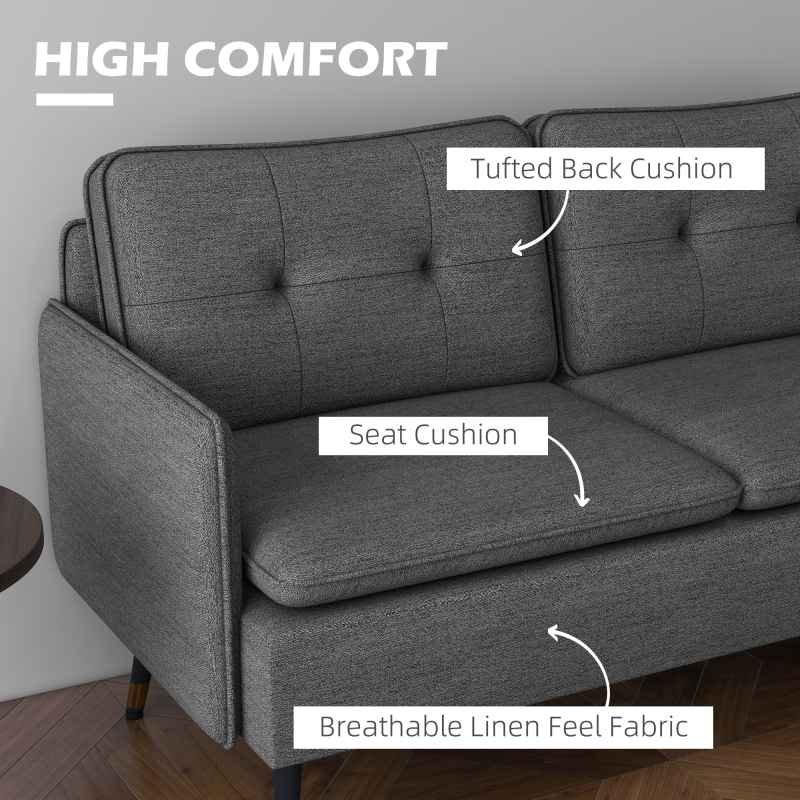 HOMCOM Modern Two Seater Sofa, Button Tufted Loveseat with Cushions and Steel Legs for Living Room, Guest Room