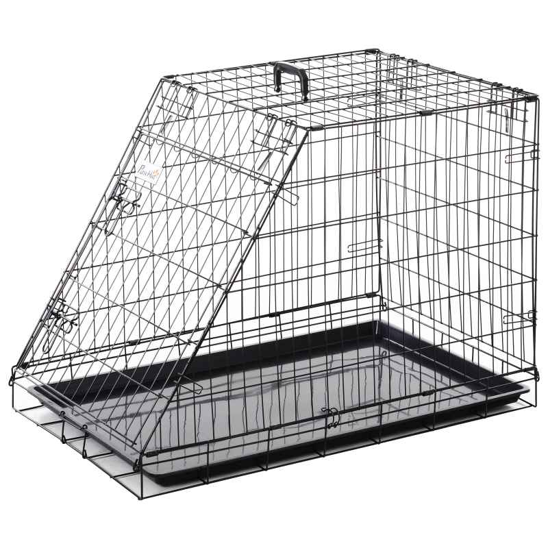 Pawhut Trapeze Collapsible Dog Pet Travel Box Cage Removable Tray 93 x 58 x 65cm