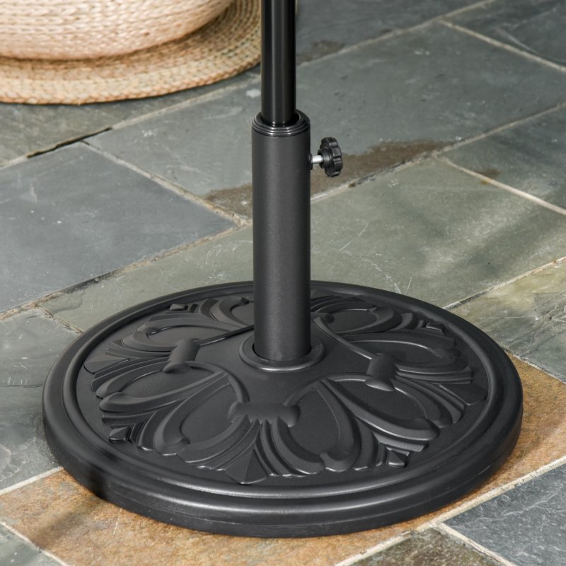 Outsunny 13kg Garden Parasol Base, Round HDPE Concrete Patio Umbrella Stand for 35mm / 38mm / 48mm Pole, Outdoor Sun Shade Parasol Weight Holder, Black