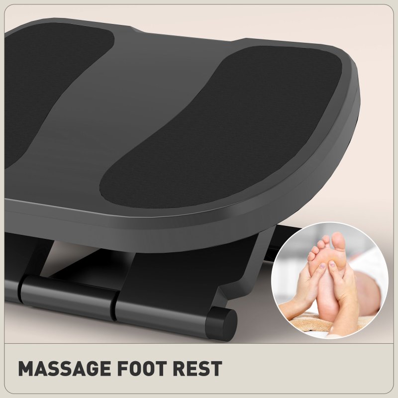 HOMCOM Footrest Adjustable Height & Angle 0-30 Degree for Better Posture at Office Grey
