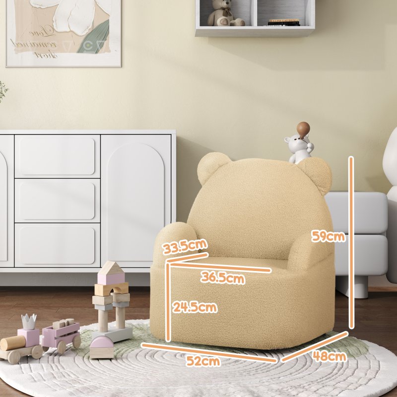 AIYAPLAY Kids Armchair, Bear Shaped Toddler Chair, Baby Armchair for Bedroom Playroom Living Room, for Boys and Girls Aged 18 Months to 3 Years - Khaki