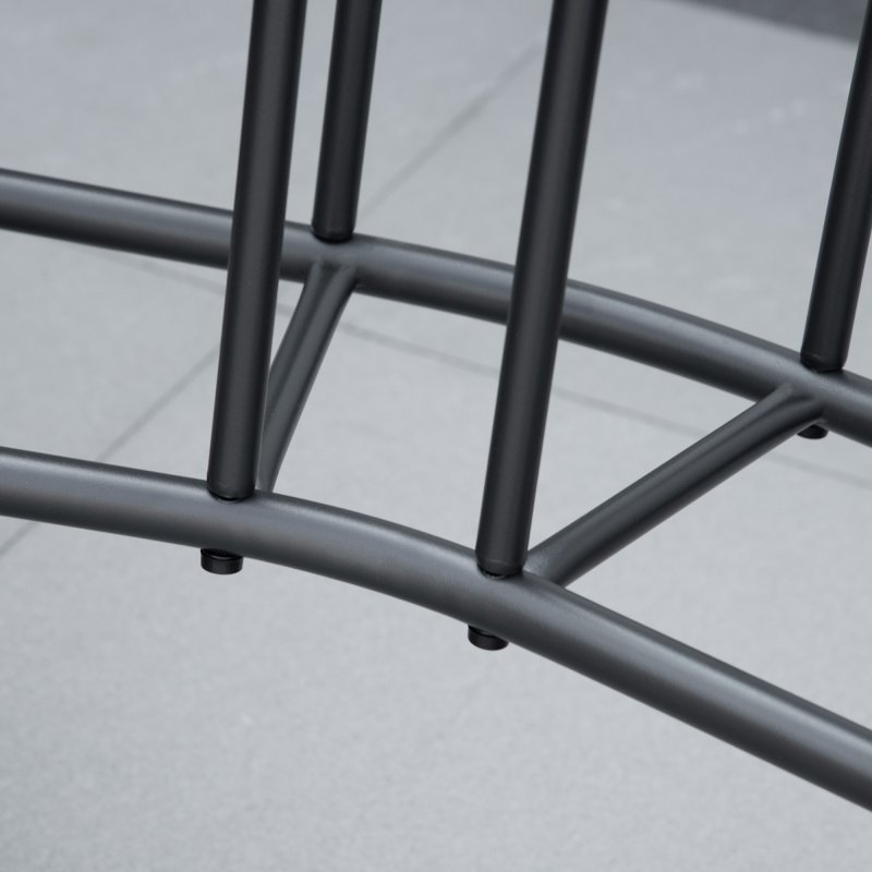 Outsunny Outdoor Double Glider Rocking Chairs with Glass Top Middle Table, Metal Gliding Love Seat Conversation Furniture with Breathable Mesh Fabric Seat, for Garden, Patio, Black