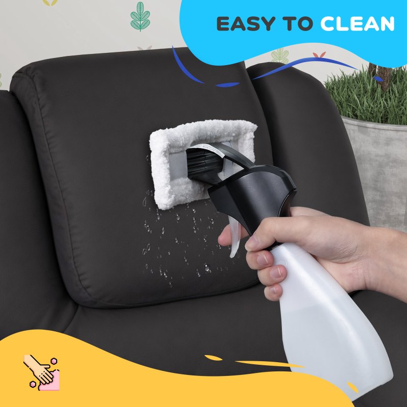 HOMCOM Kids Recliner, PU Leather Kids Armchair, Child Chair, Toddler Armchair with Adjustable Backrest, Footrest, Padded Headrest, Cup Holder, Black