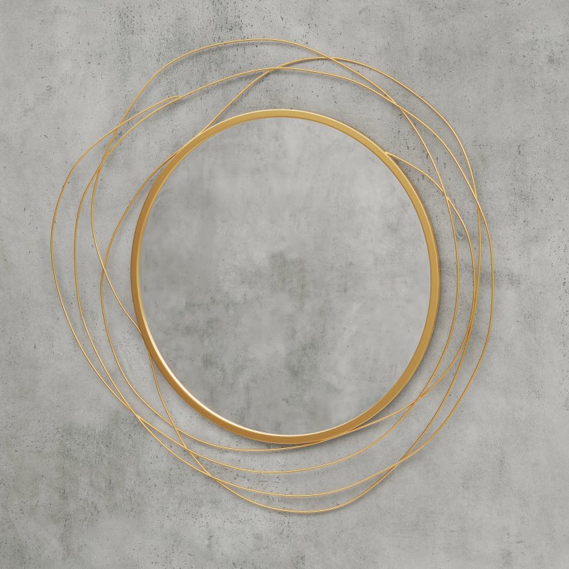 HOMCOM Metal Wall Art 65cm Modern Decorative Mirror Decor Hanging Home Wall Sculptures for Living Room Bedroom Dining Room, Gold