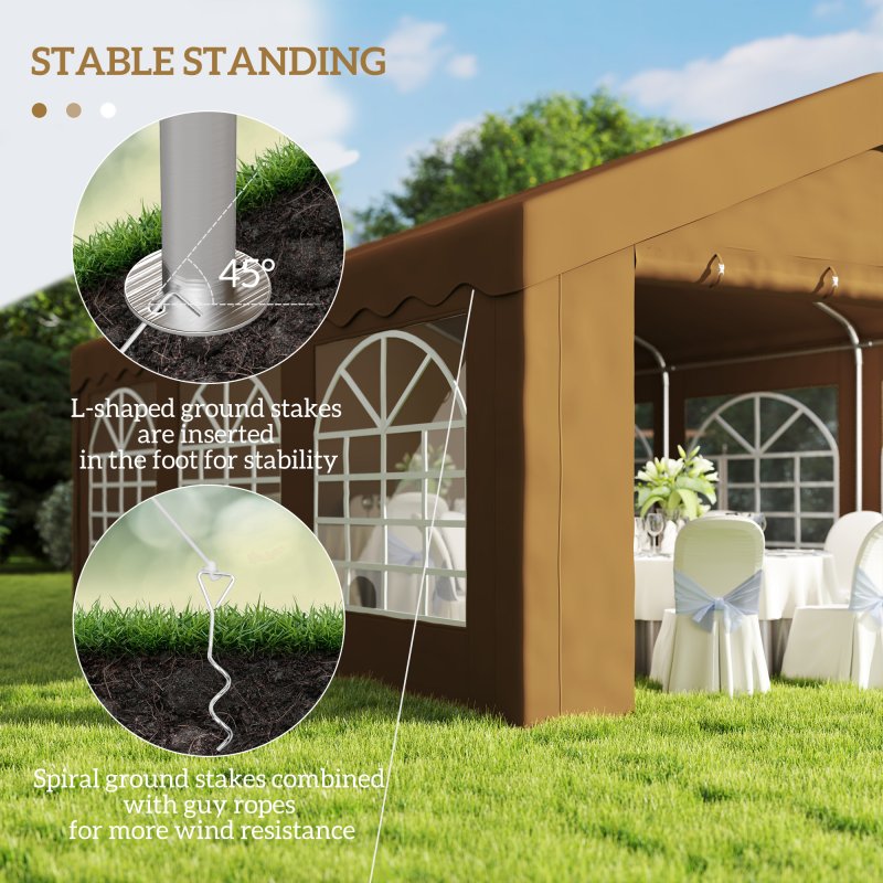 Outsunny 6m x 4m Marquee Party Tent, Heavy Duty Wedding Canopy with Sidewalls, Doors, Windows, Galvanised Garden Gazebo for Parties Events, Yellow