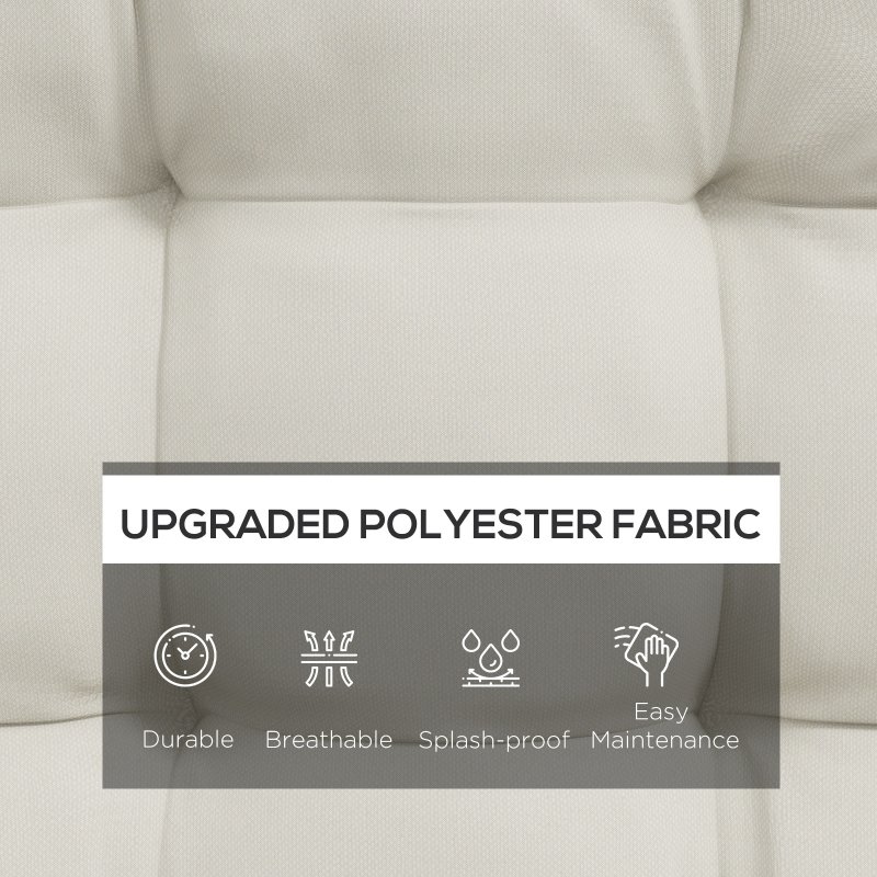 Outsunny Garden Back Chair Cushion, Comfortable Patio Seat Cushion Pad with Backrest for Outdoor & Indoor Use, Cream White