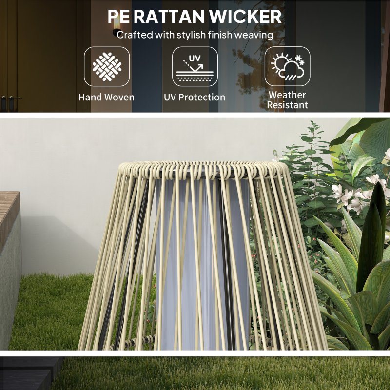 Outsunny Garden Rattan Lamp, 72 cm Tall Solar Rattan Floor Lamp, Solar Garden Light with Auto On/Off LED, IP44 for Outdoor, Porch, Pathway, Terrace, Grey