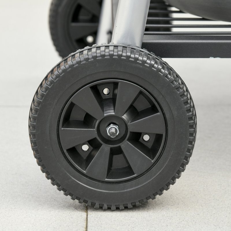 Outsunny Charcoal Barbecue Grill BBQ Trolley with Double Grill, Adjustable Grill Height, Side Table, Storage Shelf, and Wheels for Outdoor Cooking, 130 x 51 x 111cm, Black