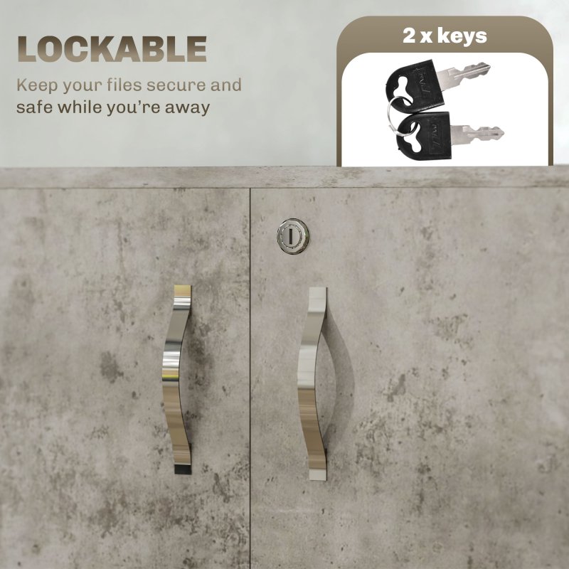 Vinsetto Filing Cabinet with Locking Doors & Shelves, 2-Tier Lockable Storage Cabinet with 2 Keys for Home Office, 80W x 40D x 80H cm, Grey