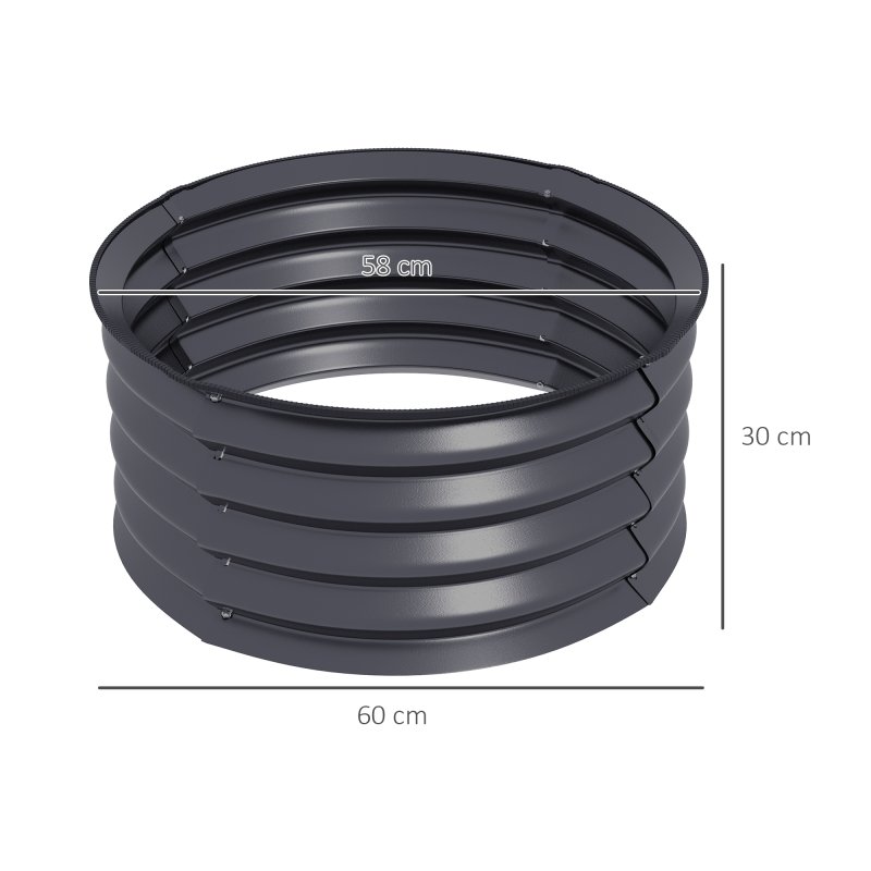 Outsunny Steel Raised Beds for Garden Set of 2, Outdoor Elevated Planter Box with Safety Edging, Easy-to-assemble Stock Tank for Growing Flowers, Herbs and Vegetables, Dark Grey