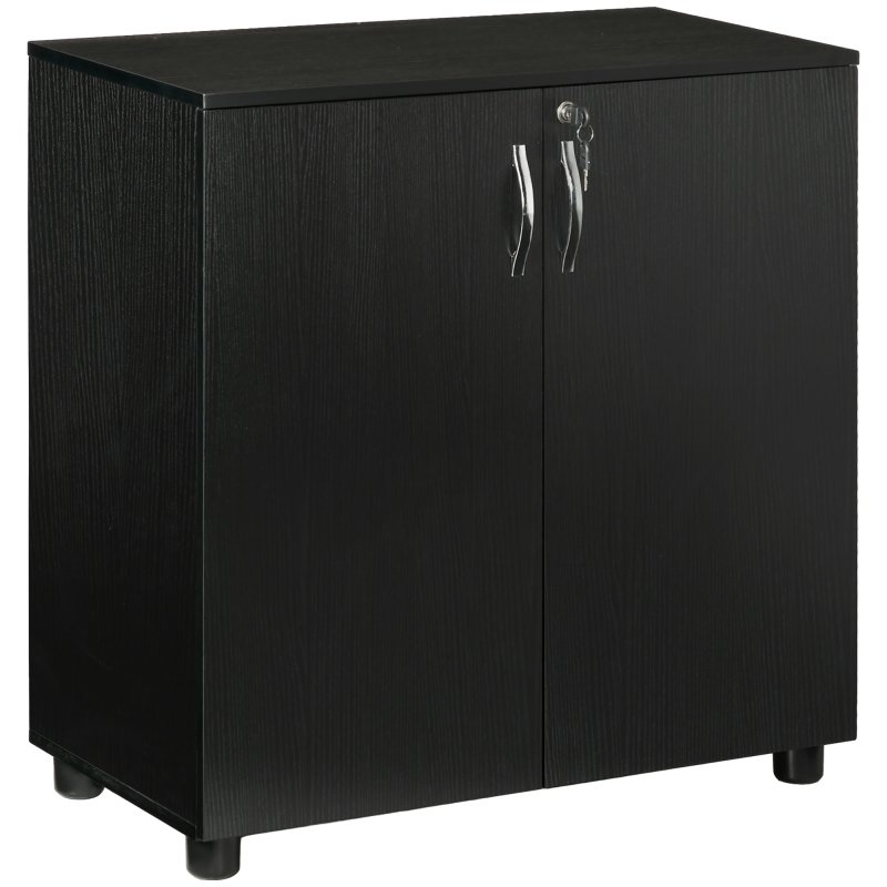 Vinsetto Filing Cabinet with Locking Doors & Shelves, 2-Tier Lockable Storage Cabinet with 2 Keys for Home Office, 80W x 40D x 80H cm, Black