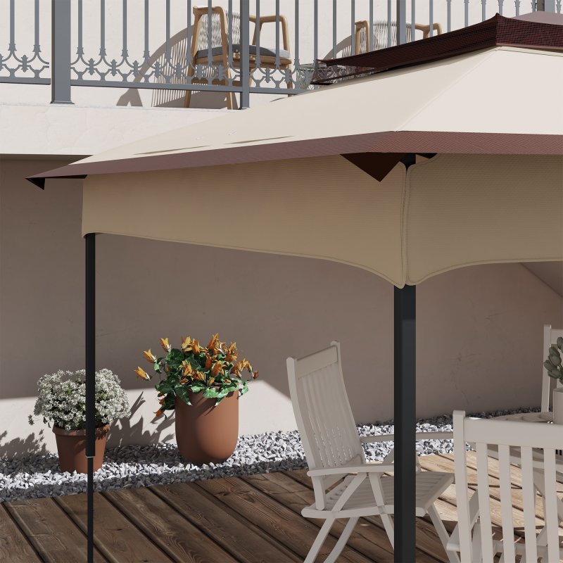 Outsunny Gazebo for 3.25m x 3.25m Frame, 2 Tier Gazebo Cover, UV Protection, Beige