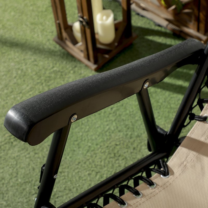 Outsunny Garden Rocking Chair Folding Outdoor Adjustable Rocker Zero-Gravity Seat with Headrest Camping Fishing Patio Deck, 95 x 64 x 106 cm - Beige